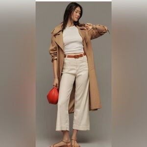 Anthropologie The Colette Linen Blend Crop High Rise Wide Leg Pants Size 4